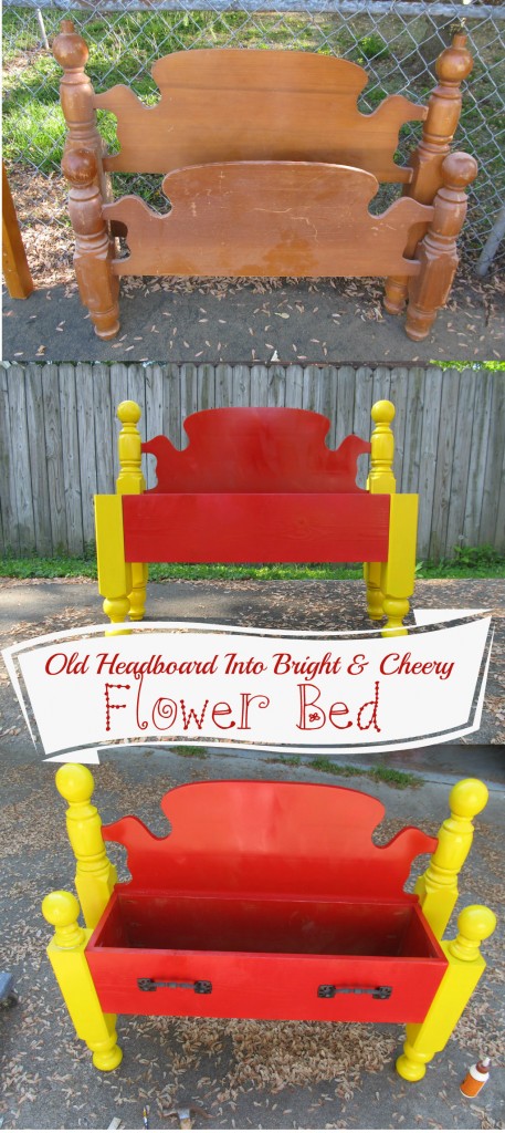 My Repurposed Life-Old headboard into a bright & cheery Flower Bed