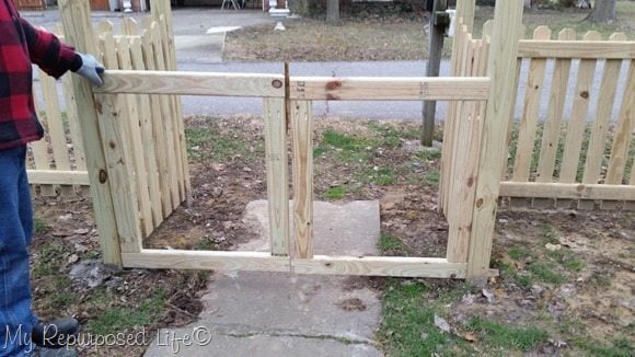 gates and arbor | DIY Picket Fence - My Repurposed Life®