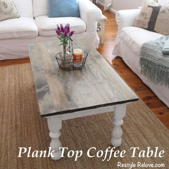 plank top coffee table