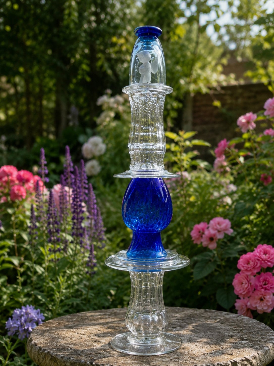 shades of blue garden topiary