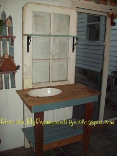 repurposed door potting table