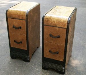 Brown paper bag decoupaged night stands