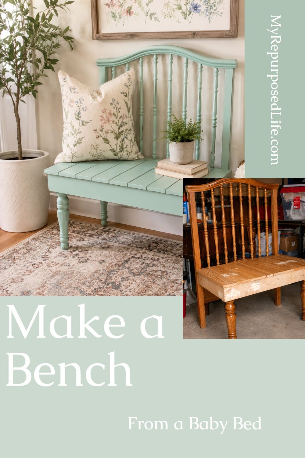 Charming Repurposed Crib Bench Idea via @repurposedlife