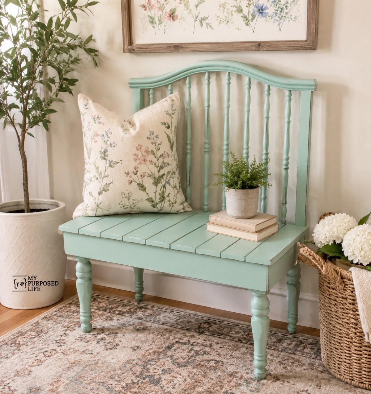 pretty green baby bed bench