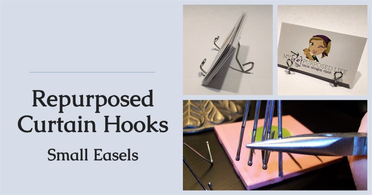 Drapery hooks repurposed into small easels - My Repurposed Life®