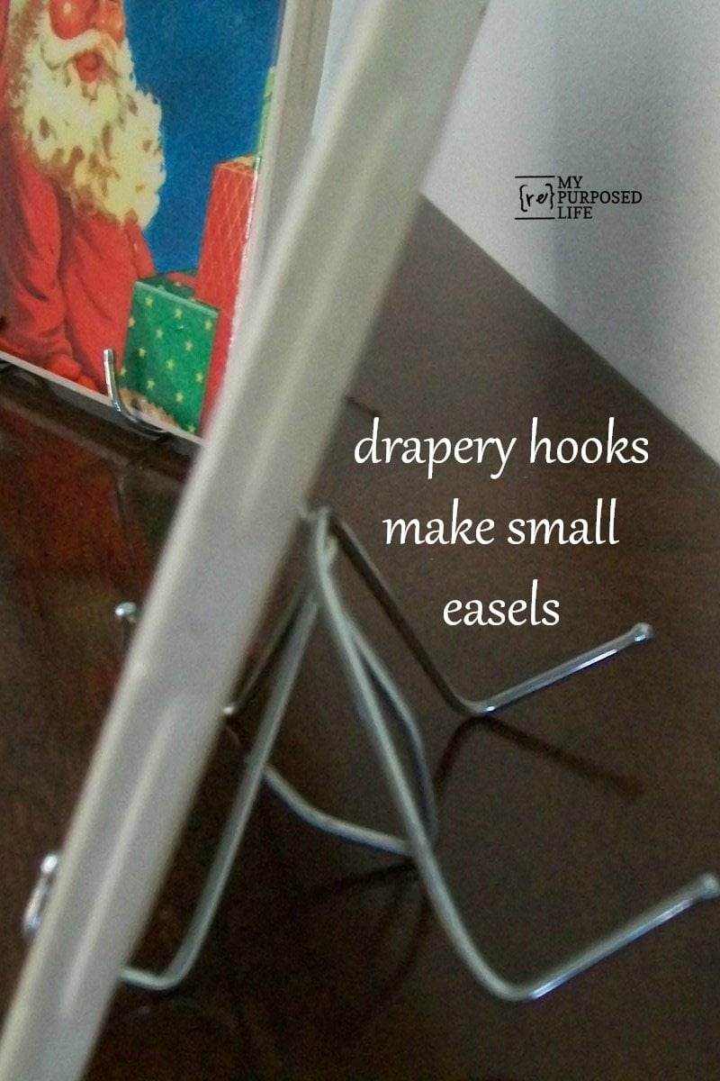 Drapery hooks repurposed into small easels - My Repurposed Life®