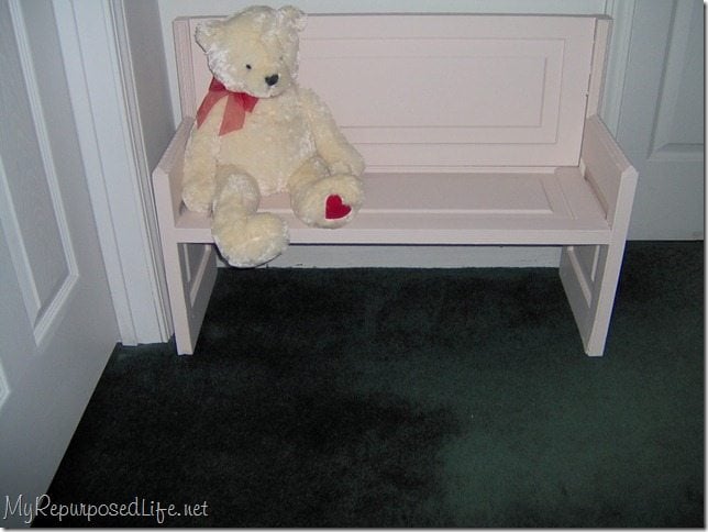 Door repurposed into bench
