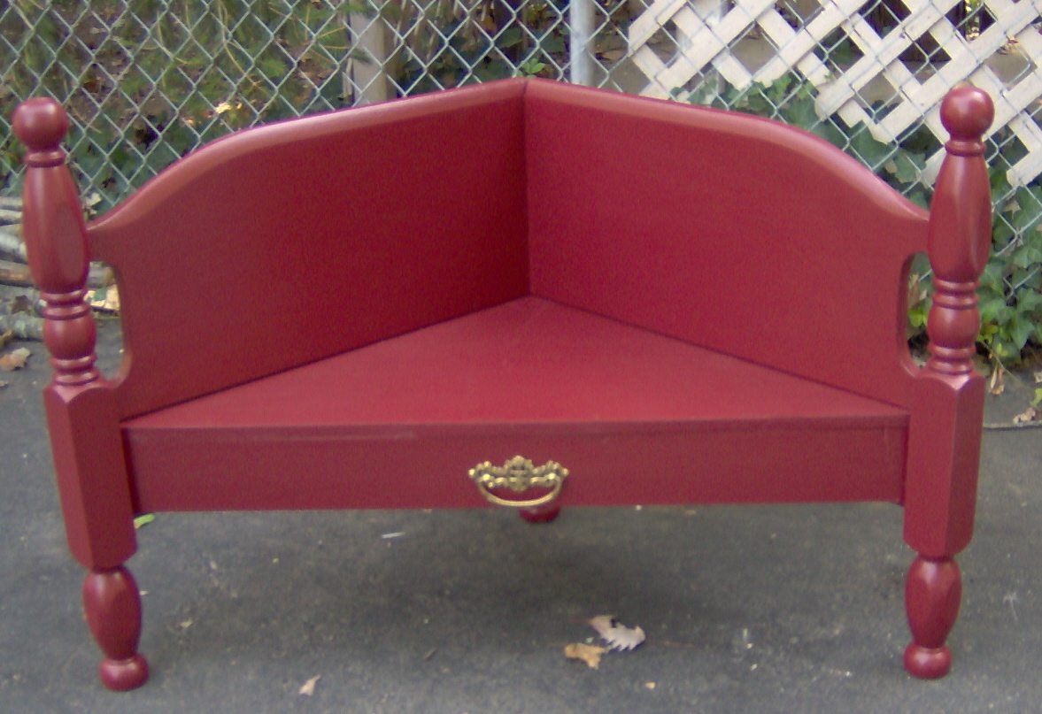 Footboard into a cute little corner bench My Repurposed Life® Rescue