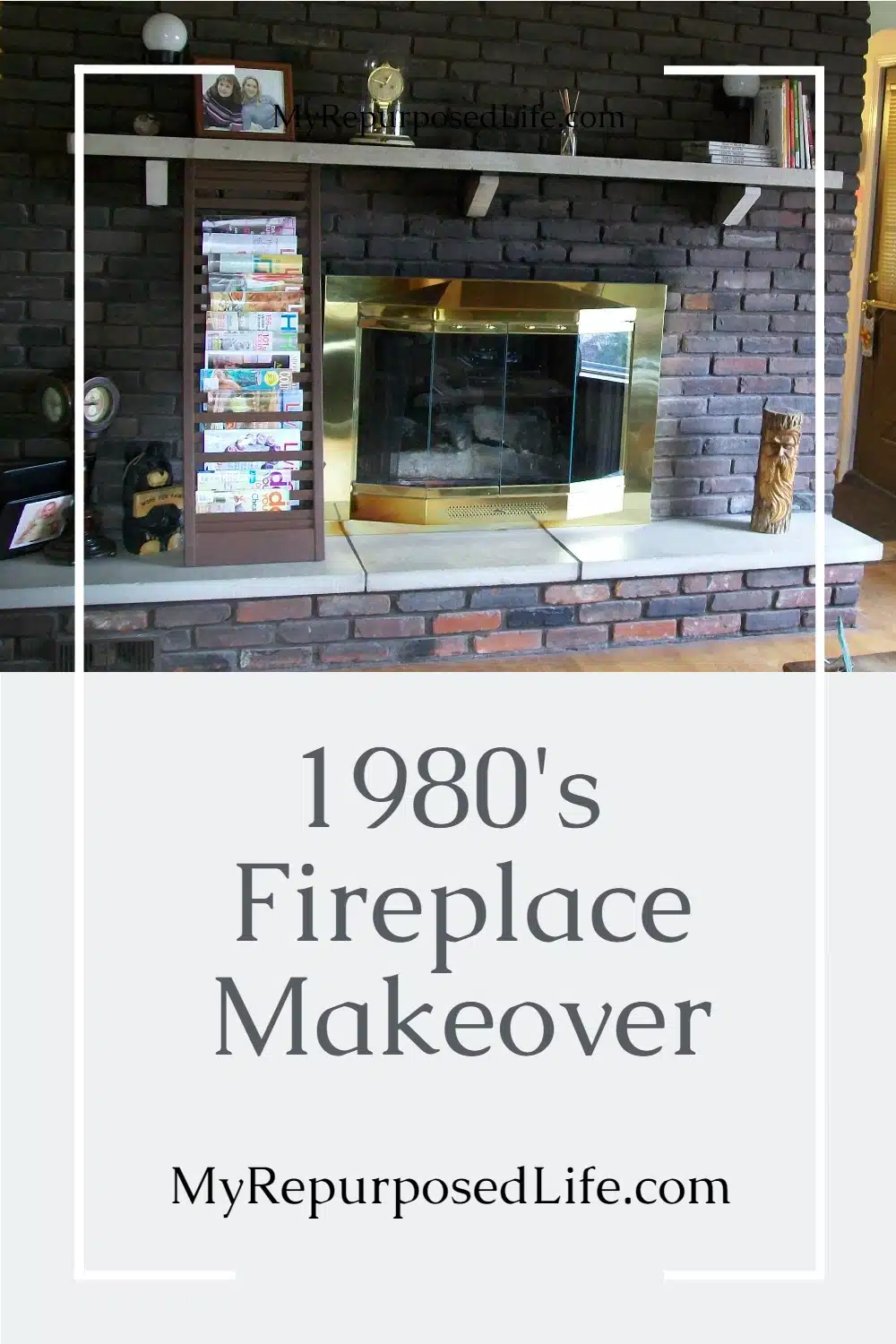 How to add wood to encase an ugly mantel and hearth on a brick fireplace. Add white paint and you have a fabulous makeover that will make you smile every time you look at it! New look for about $150. #MyRepurposedLife via @repurposedlife