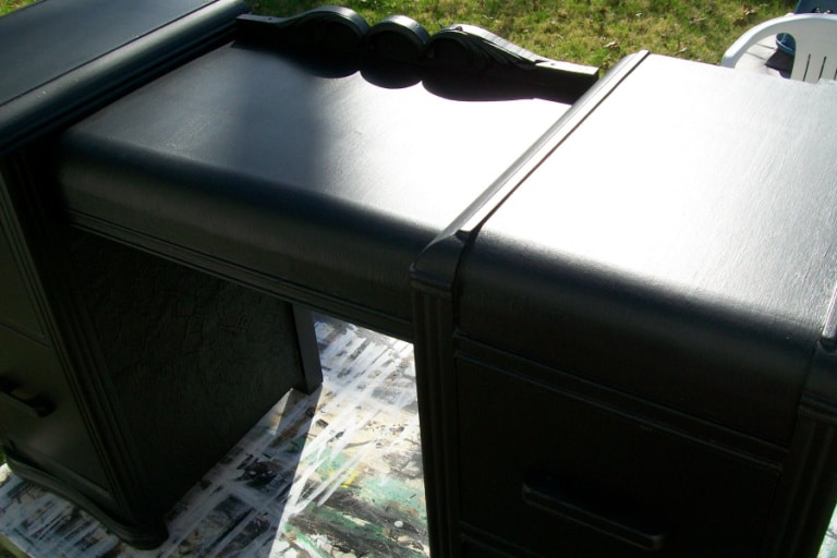 black desk with drawers
