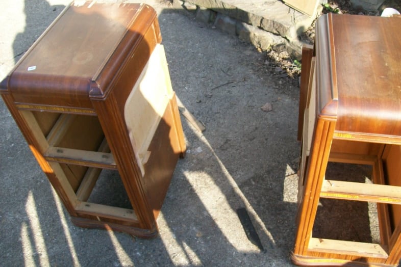 a waterfall vanity taken apart