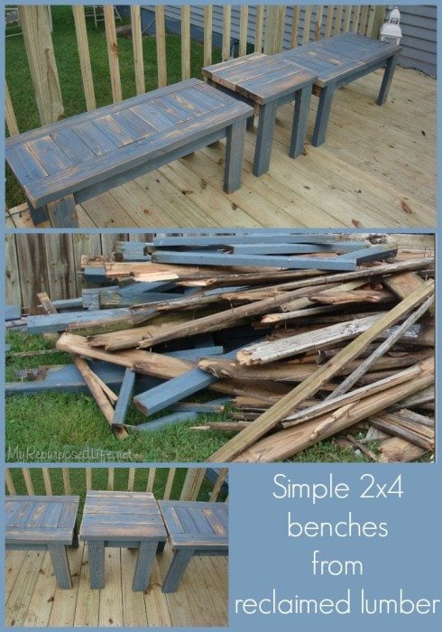 Easy Reclaimed Wood Benches