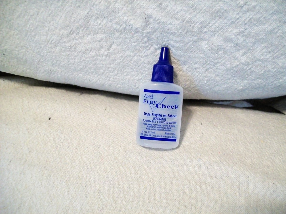 fray check helps prevent drop cloth fabric from fraying