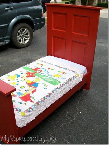 Door Repurposed into a Toddler Bed