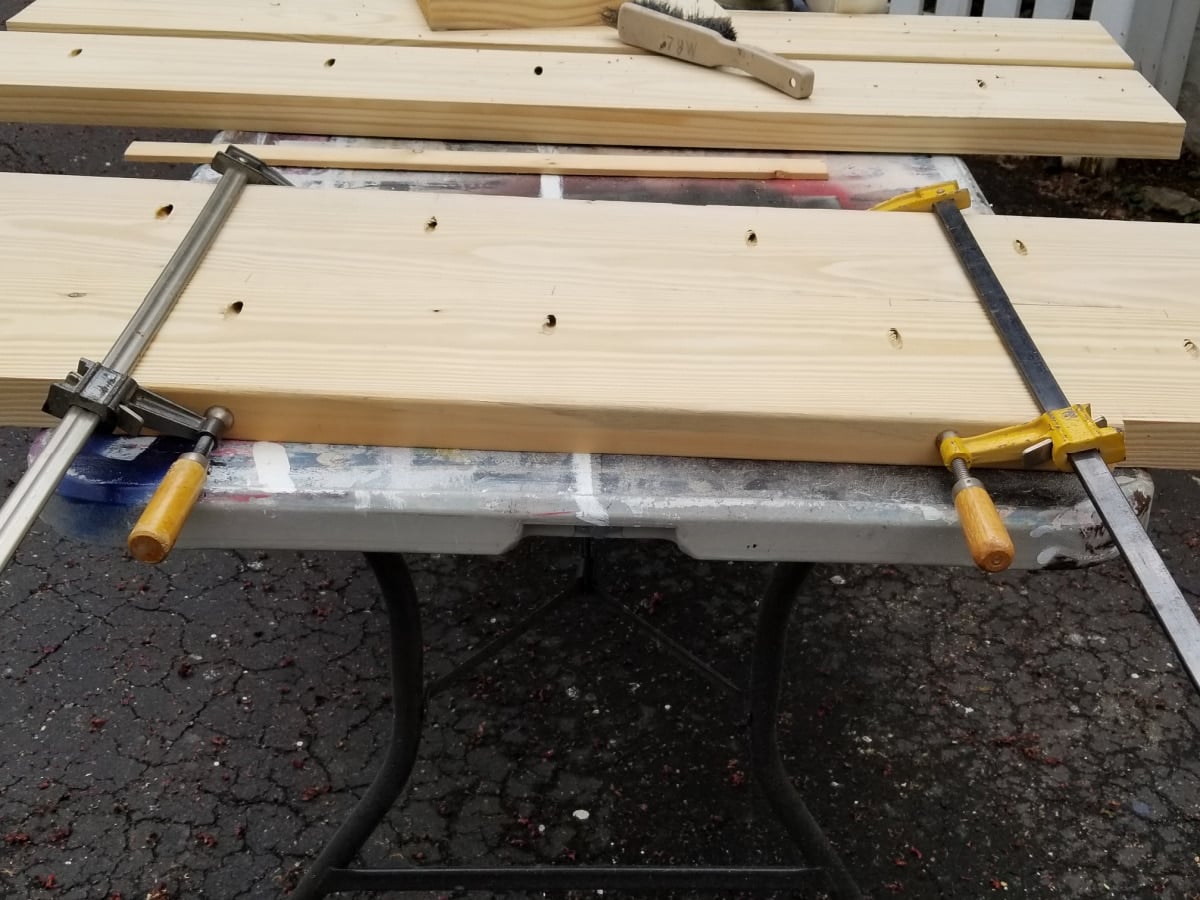 clamp table top and secure with pocket hole screws