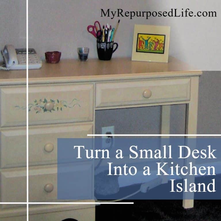 make a kitchen island out of a small desk