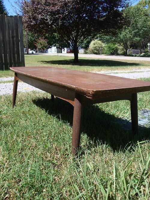 vintage coffee table with damaged top