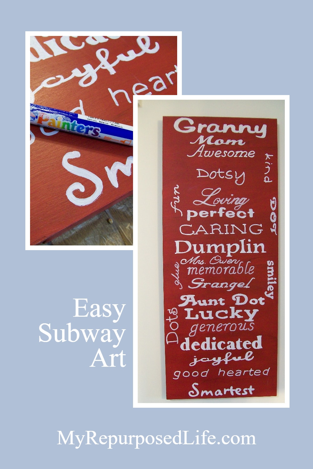 This easy gift idea is for anyone who wants to do a truly handmade gift for someone special. No special tools needed. #MyRepurposedLife #easy #subwayart via @repurposedlife