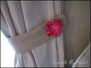 How to make Burlap Tie Backs by Beneath My Heart