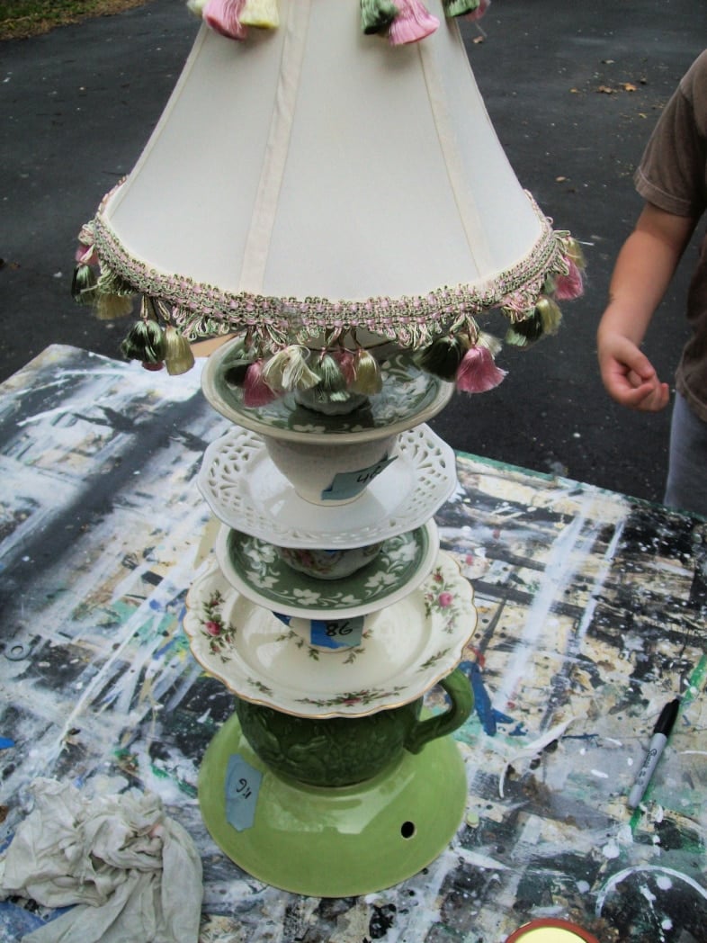 teacup lamp with vintage shade