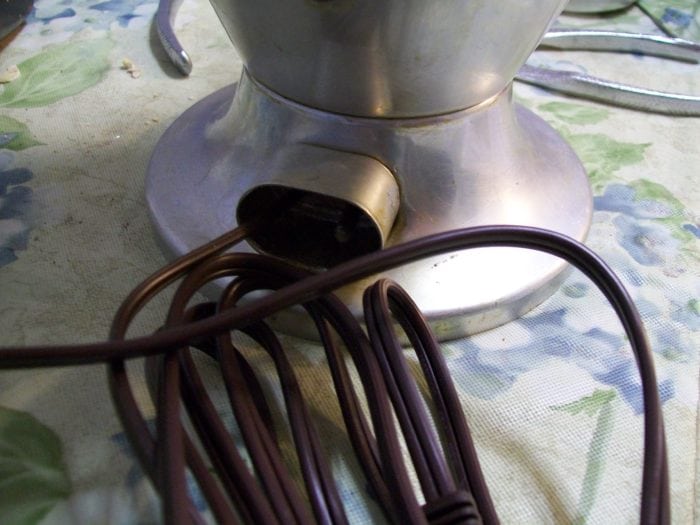 rewiring vintage coffee pot to make a lamp