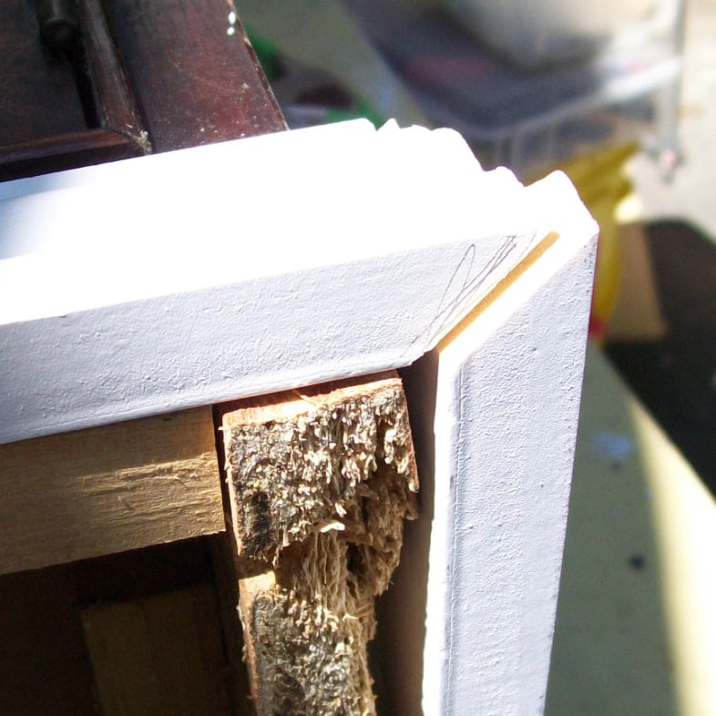 a pencil line on a miter cut piece of trim