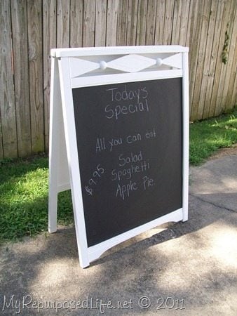 Repurposed Old Crib into Easel/sandwich board sign