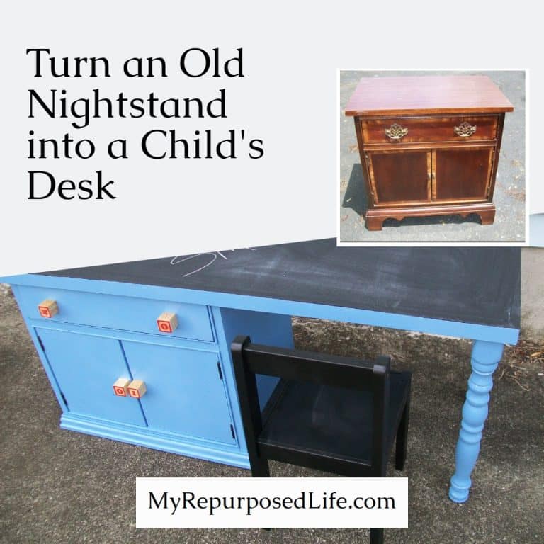 Repurposed Nightstand into Child’s Desk