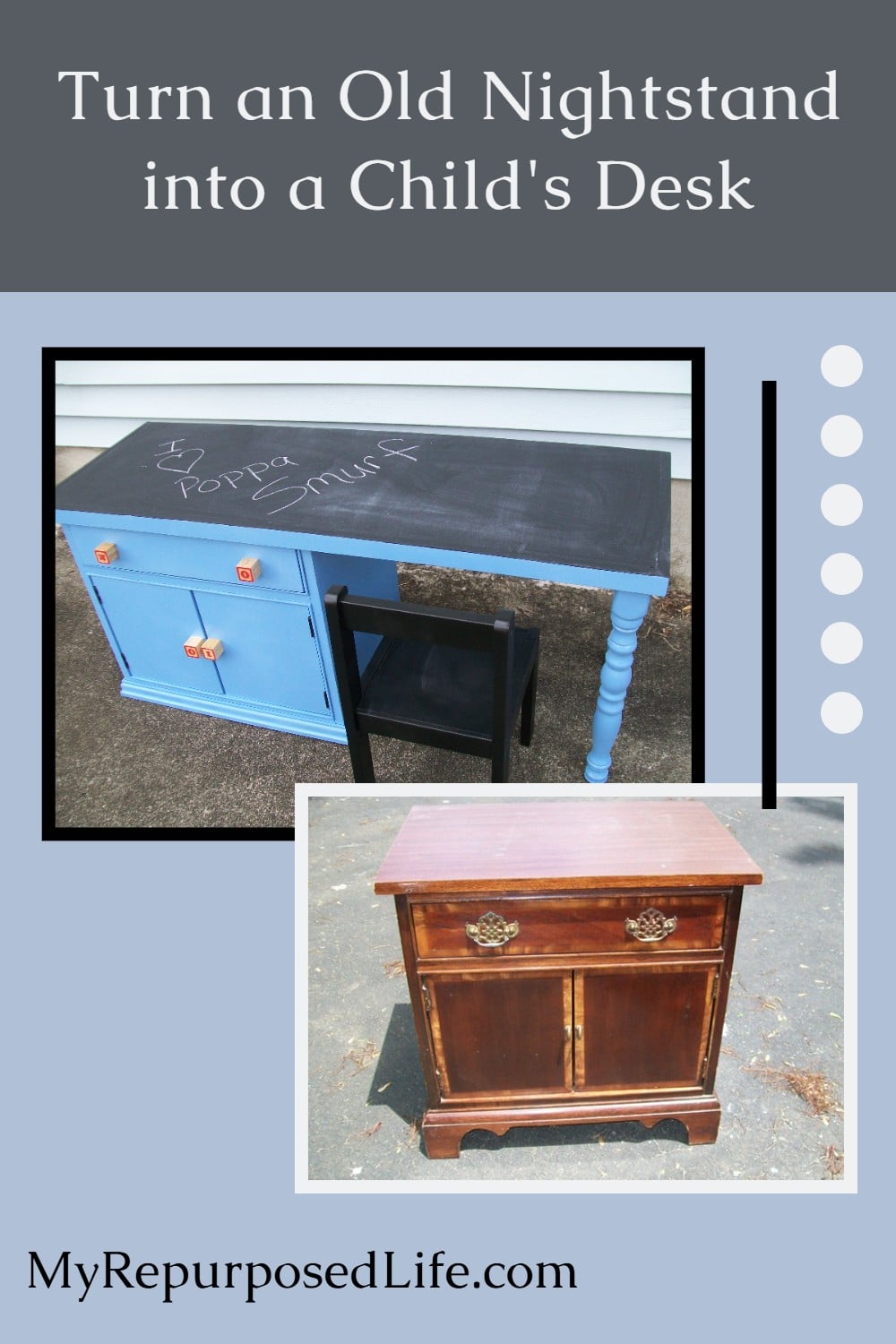 Repurposed Nightstand into Child’s Desk via @repurposedlife