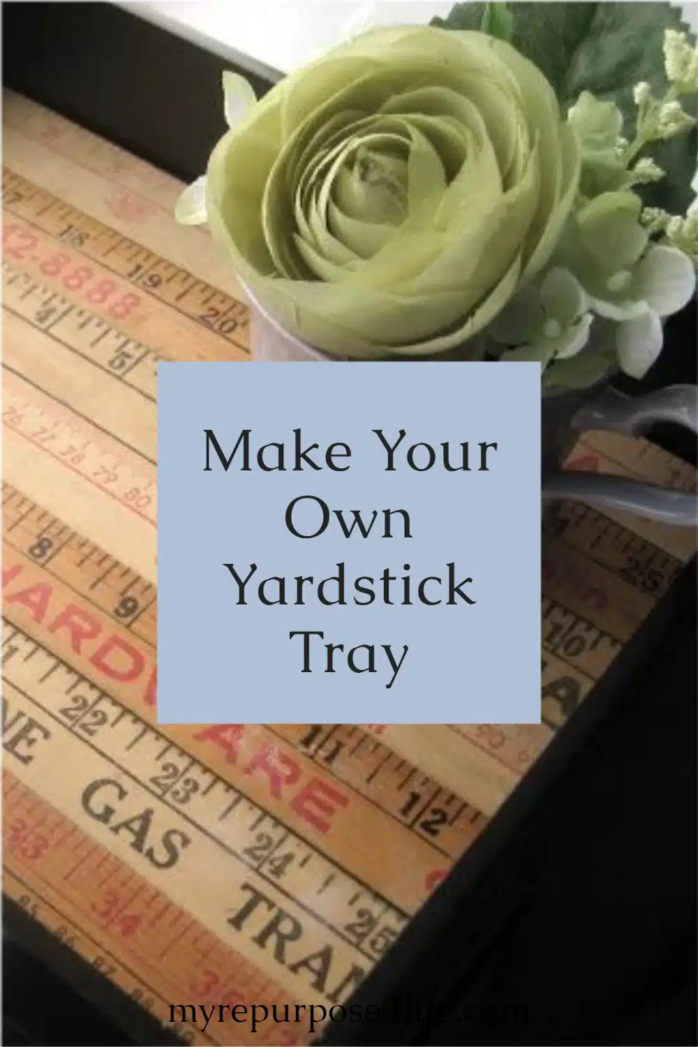 How to make a great yardstick tray by Little Nostalgia. Easy project to make from thrift store yardsticks. Step by step directions. #littlenostalgia #MyRepurposedLife #yardstick #diy #project #tray via @repurposedlife
