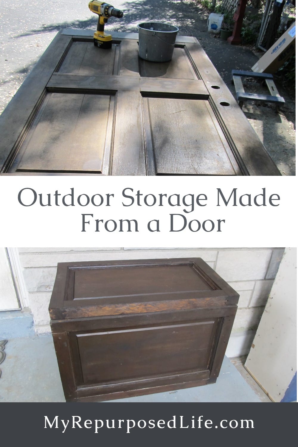 This trunk made from a door project wasn't easy, but it's sturdy and will last a long, long time. Having the proper tools make this project go more smoothly. #MyRepurposedLife #outdoor #storage via @repurposedlife