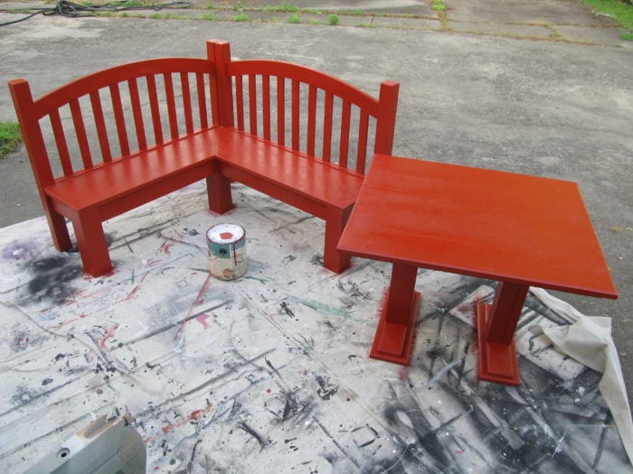 paint kids corner table bench red