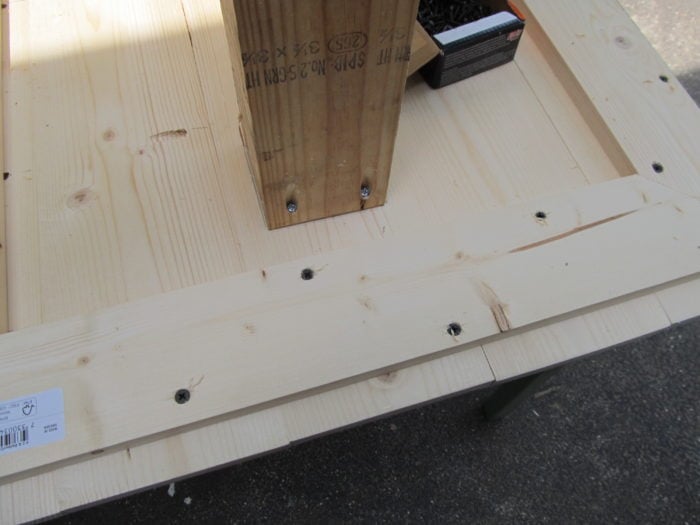 pilot holes wood glue and screws secure table base