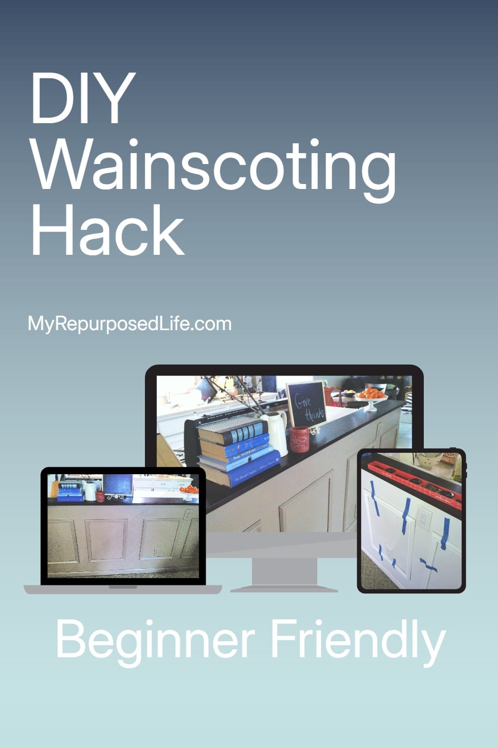 Picture Frame Wainscoting via @repurposedlife