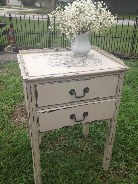 distressed table with vaseline & DIY Chalk Paint