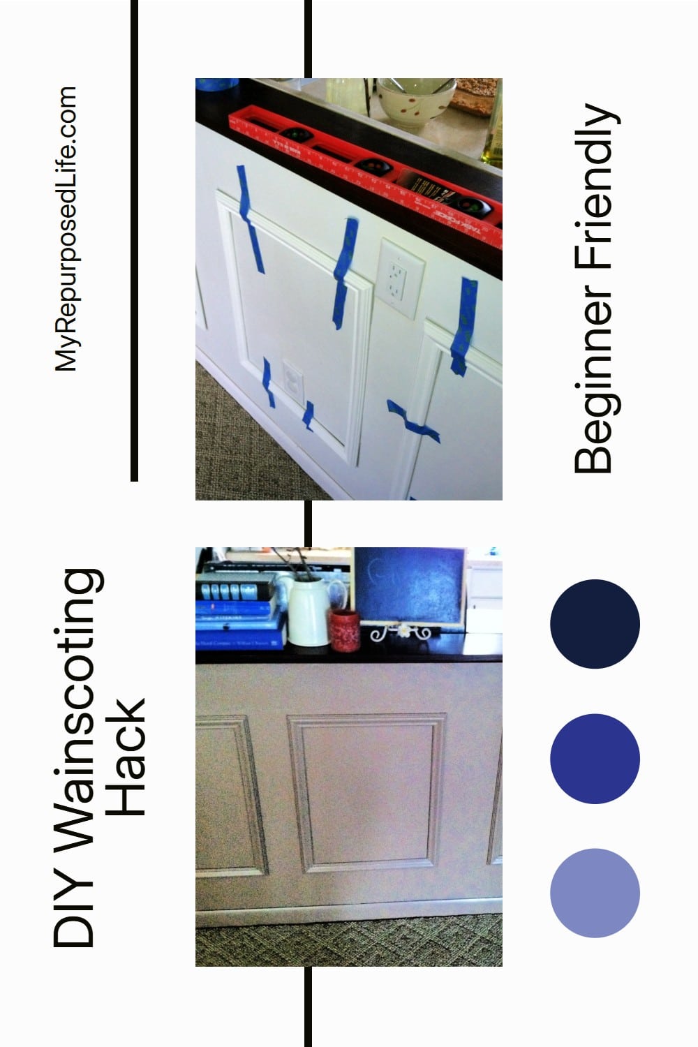 Picture Frame Wainscoting via @repurposedlife