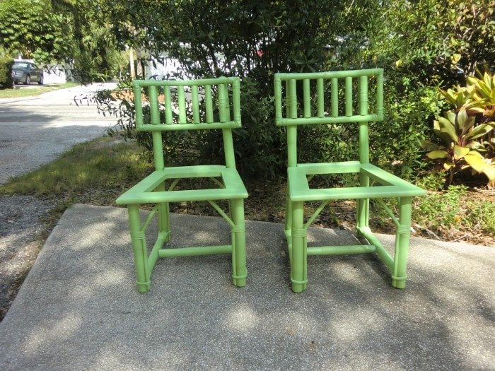 green bamboo chairs