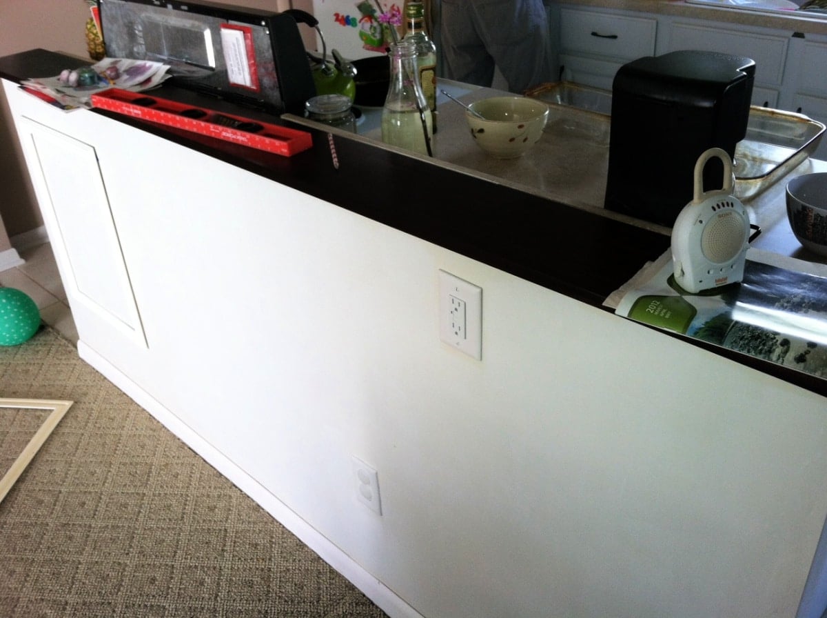 kitchen island before wainscoting