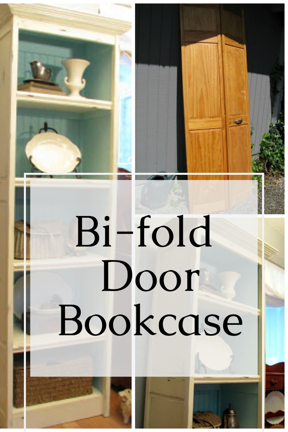 How to repurpose bi-fold doors to make a fabulous new bookcase. Step by step directions will show you how to make your own project for your home. #BlueRoofCabin #MyRepurposedLife #repurposed #doors #bookcase via @repurposedlife