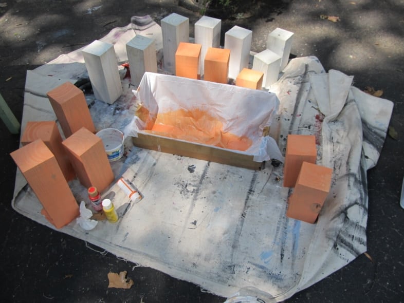 orange and white 4 x 4 posts