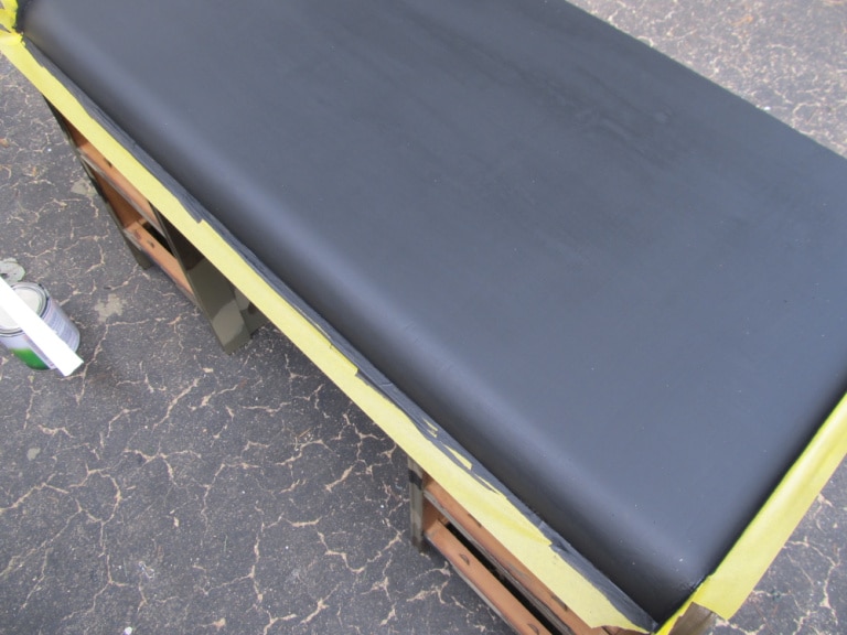 painting a chalkboard top on a kids camo desk