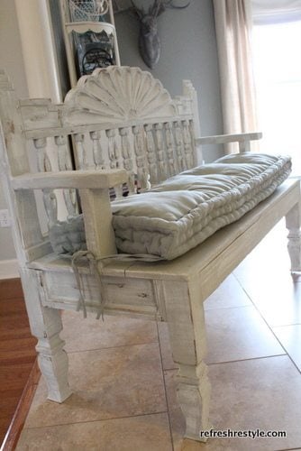headboard bench made from an end table