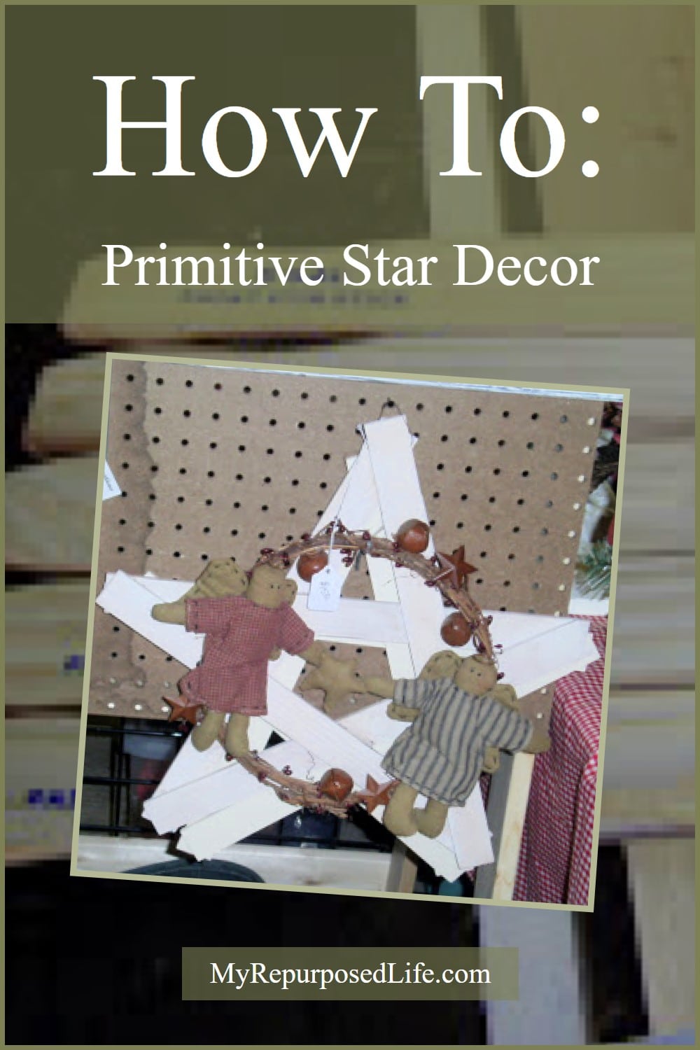 How to make a primitive star out of paint sticks. Update your holiday decor on a budget. via @repurposedlife