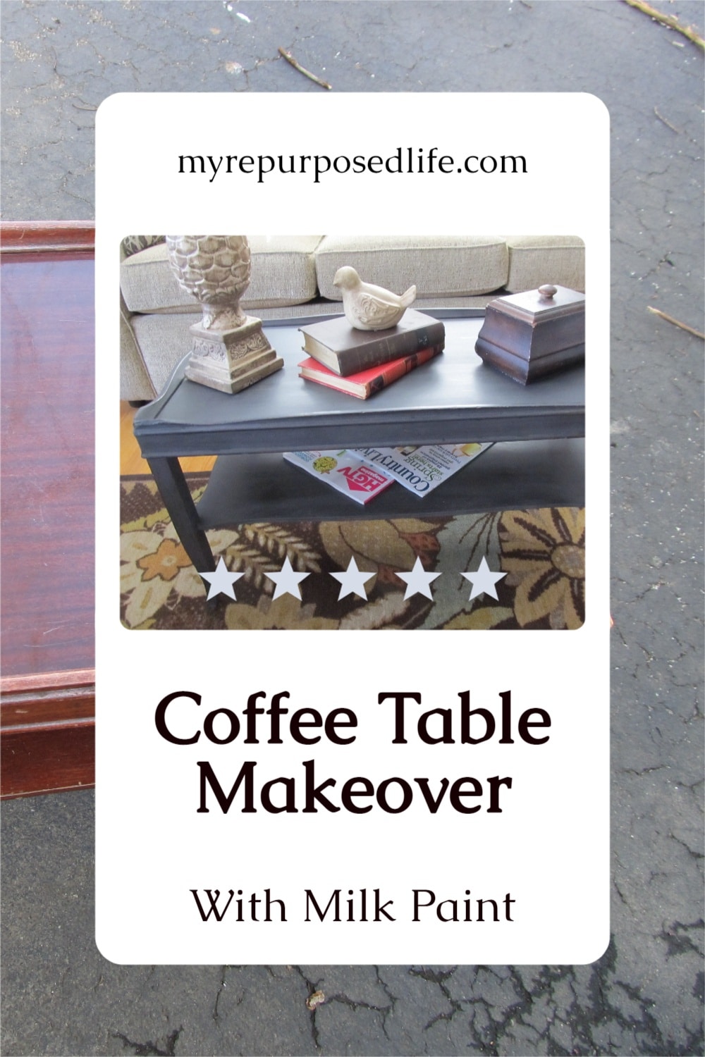 How to do a quick and easy milk paint makeover on a two tiered thrift store coffee table. Easy step by step directions. Do it yourself today! #MyRepurposedLife #upcycle #coffeetable #milkpaint via @repurposedlife