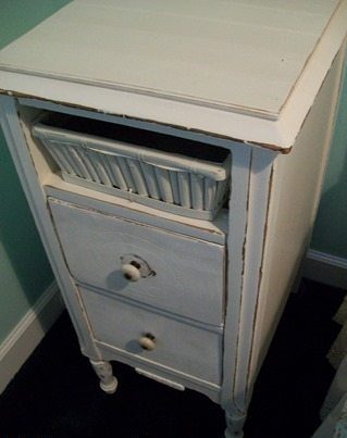 distressed antique nightstand