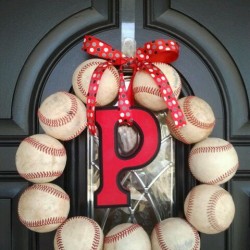 repurposed baseball wreath