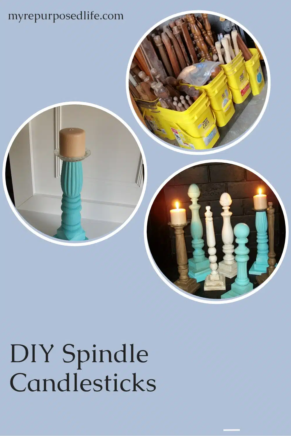 How to make fun and creative finials and wooden diy candlesticks out of old beds, chairs and more! #MyRepurposedLife #spindles #candlesticks #diy #project #easy via @repurposedlife