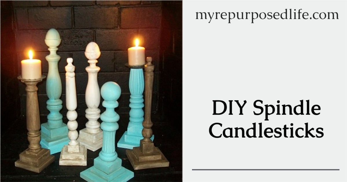 vintage chair spindle candlestick holder diy