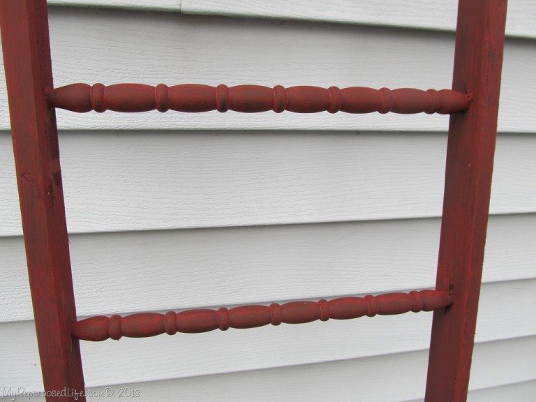 Red DIY Faux Ladder Craft Display