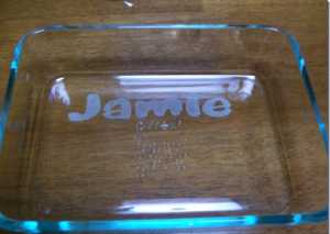etched baking dish gift idea